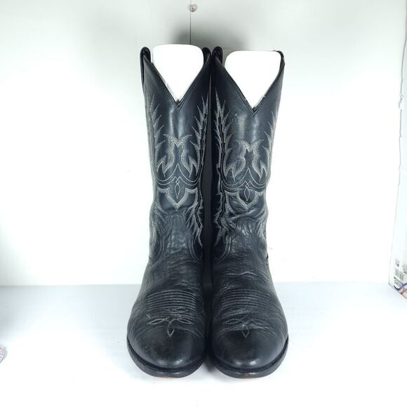 Tony Lama Men's US10 EE Black Gray Textured Leather Western Cowboy Boots - Picture 3 of 16